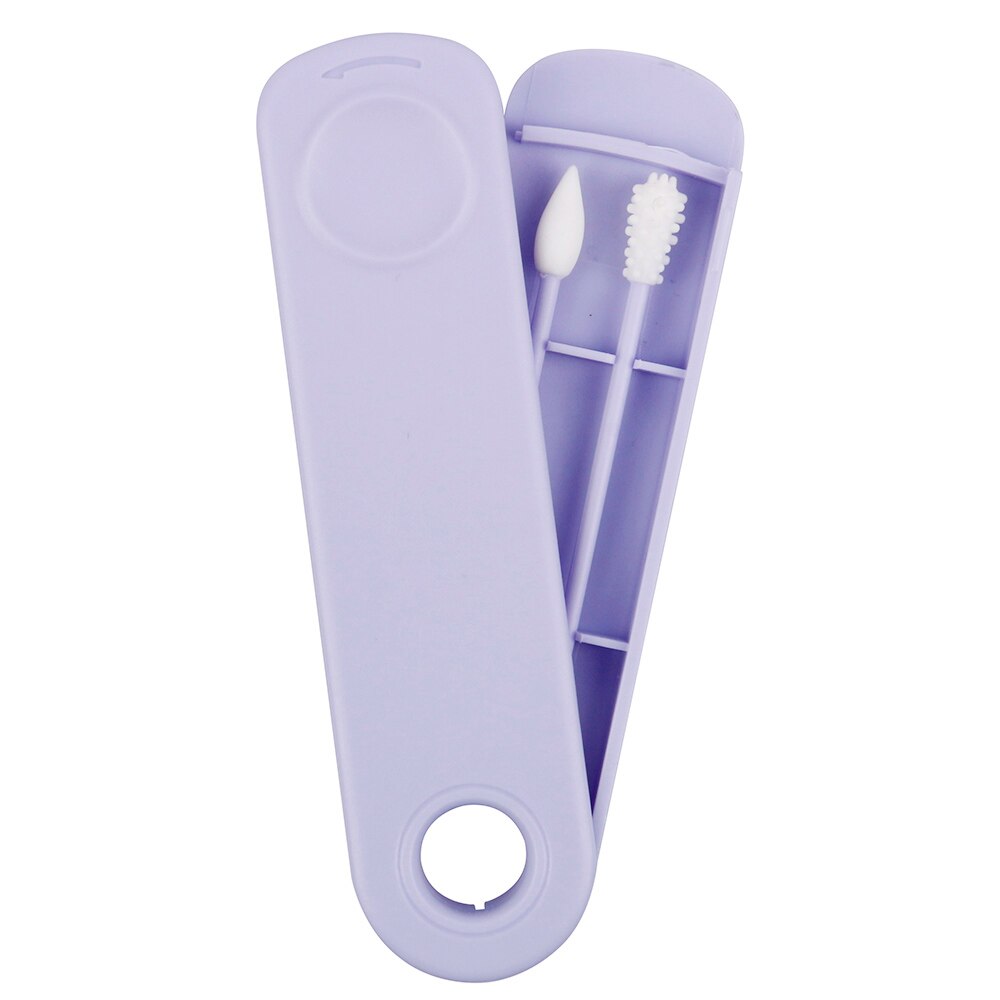 Cotonete de algodão reusável cotonetes de silicone cosméticos cotonetes varas de reciclagem de duas cabeças para limpeza de maquiagem 2 pçs/caixa: Purple