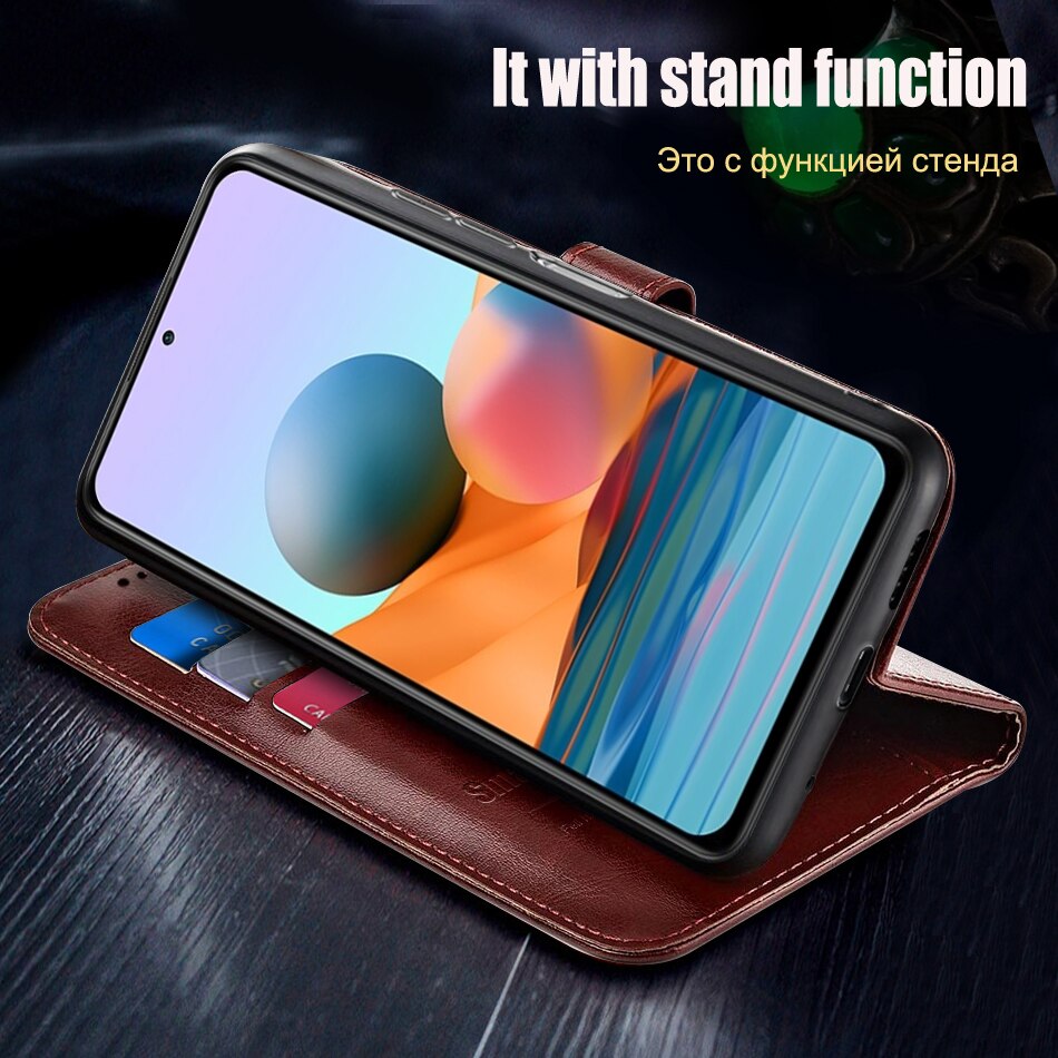 Magnetische & Siliconen Case Voor Redmi Note 10 Pro Case Lederen Vintage Wallet Case Voor Xiaomi Redmi Note 10 Pro max Cover Flip Capa