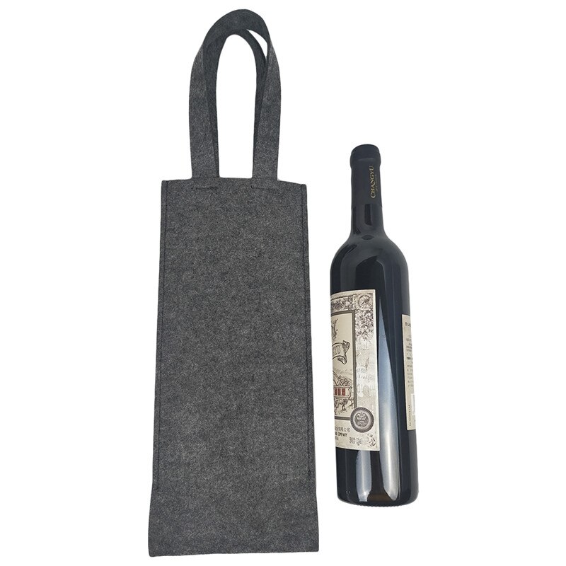 Genanvendelig filtpose vinholder ølflaske shopping mulepose flaskeholder med 6 flasker divider vaskbar grå