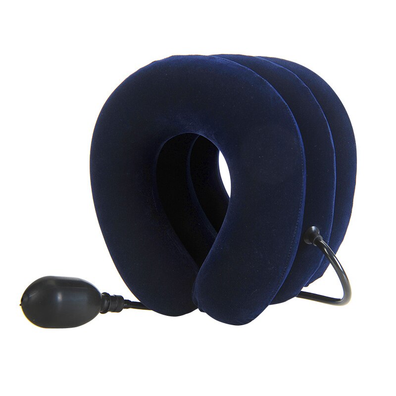 Neck Stretcher Air Cervical Traction Orthopedic Pillow Collar Pain Relief: dark blue