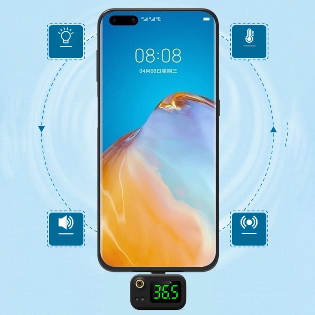Mobiltelefon usb smart termometer berøringsfritt infrarødt termometer termometer lcd-skjerm til iphone/android tilfeldig farge