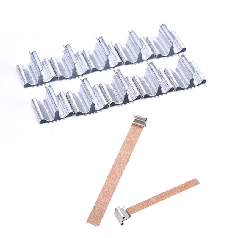 10 stk træ stearinlys væger base klip jern stearinlys gør diy for væger materialer holder stativ håndlavet sæt