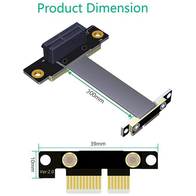 PCIE X1 Riser Cable Dual 90 Degree Right Angle PCIe 3.0 X1 to X1 Extension Cable 8Gbps PCI Express 1X Riser Card