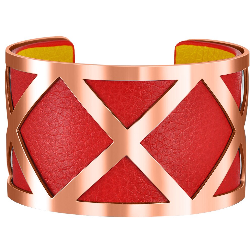 Rosa ouro manguito pulseira de couro do plutônio oco para fora ímã botão pulseira georgettes jóias indianas pulseiras amor pulseiras pulseiras: 4CM-D