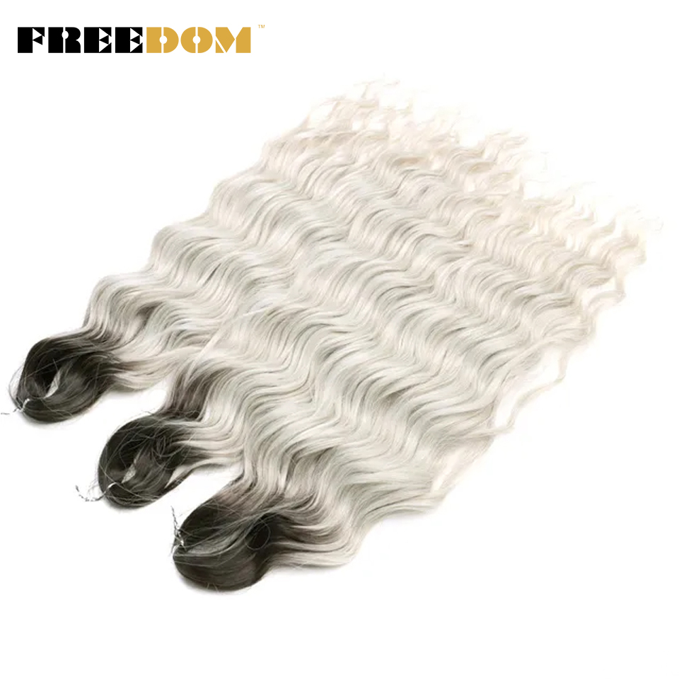 Syntetiske løse dybe bølger fletninger med hårextensions 24 cm dyb krøllet twist hæklet fletning med ombre blond brunt anna hår: #26