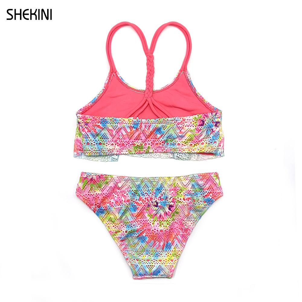 SHEKINI – maillot de bain tressé en dentelle pour filles, ensemble deux pièces, à volants, ajouré, pour adolescentes, vêtements de plage, Adorable