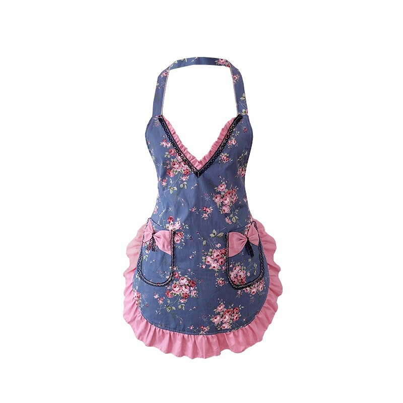 Korean style ruffle lace aprons for women baking mats apron kitchen helper cooking gloves princess pocket not waterproof: 005