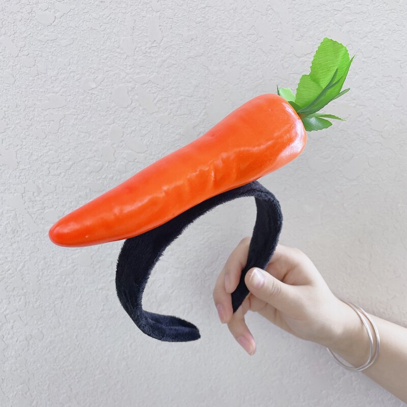 Diadema de zanahoria divertida para mujer, cintas para el pelo de verduras para mujer, bandana bonita para lavar la cara, accesorios para el cabello,: 1