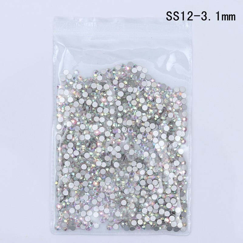 1440 Stks/zak Kleurrijke 3D Nail Decoratie Diy Nail Art Strass Multi-Size Crystal Ab Platte Platte Achterkant Steentjes: ss12