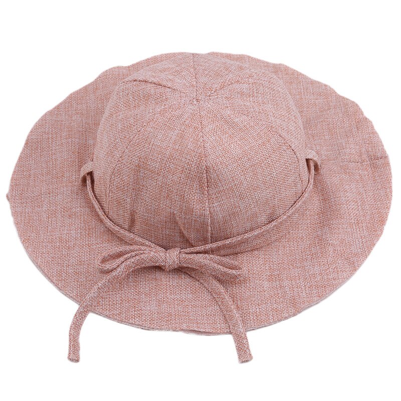 Bälte slips platt topp sy barn rosett canvas barn fiskare casual hatt: Rosa