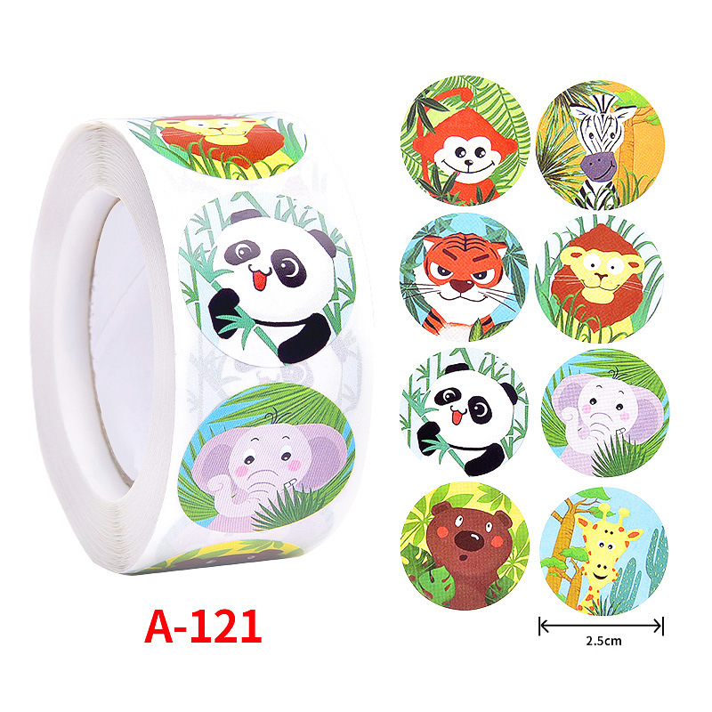 500Pcs Children's Cartoon Animal Stickers Baby Stickers Kindergarten Inspirational Little Red Flower Reward Roll Stickers: light green
