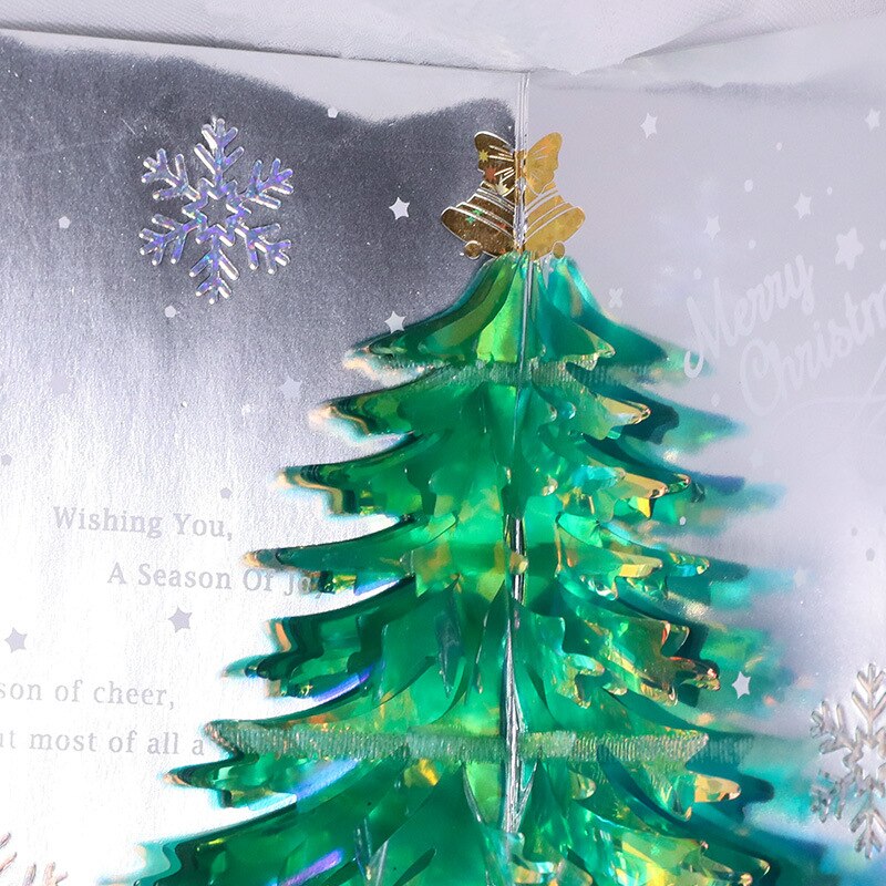 Kerst Fonkelende Dromerige Drie-Dimensionale Wenskaart Kerstboom Sturen Zegen Bericht Kaart