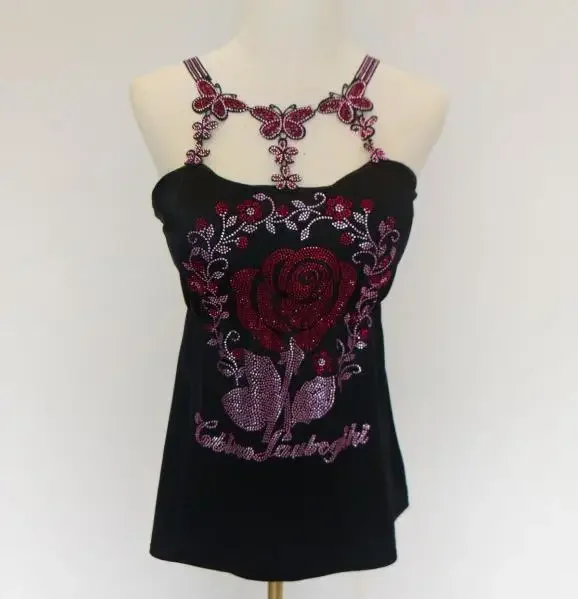 butterfly Women Camis Sexy Femme Padded Camisole Lady Rhainstones Gemstones Tanks Padded Tank Tops
