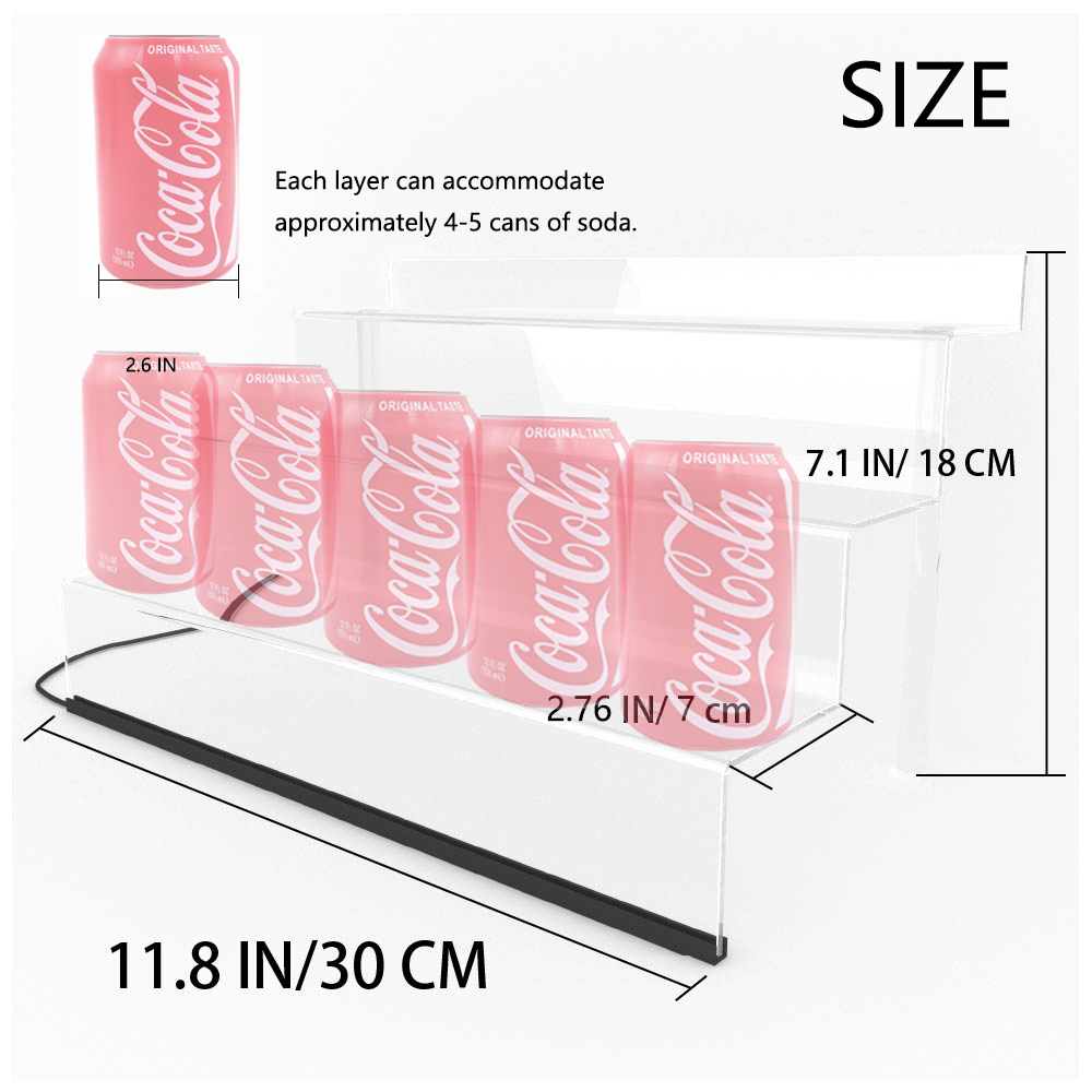 Estante de exhibición acrílico con luces LED, estante de Perfume para esmalte de uñas de 3 niveles y estante de escalera de exhibición, soporte para figuras, aumento de magdalenas transparente