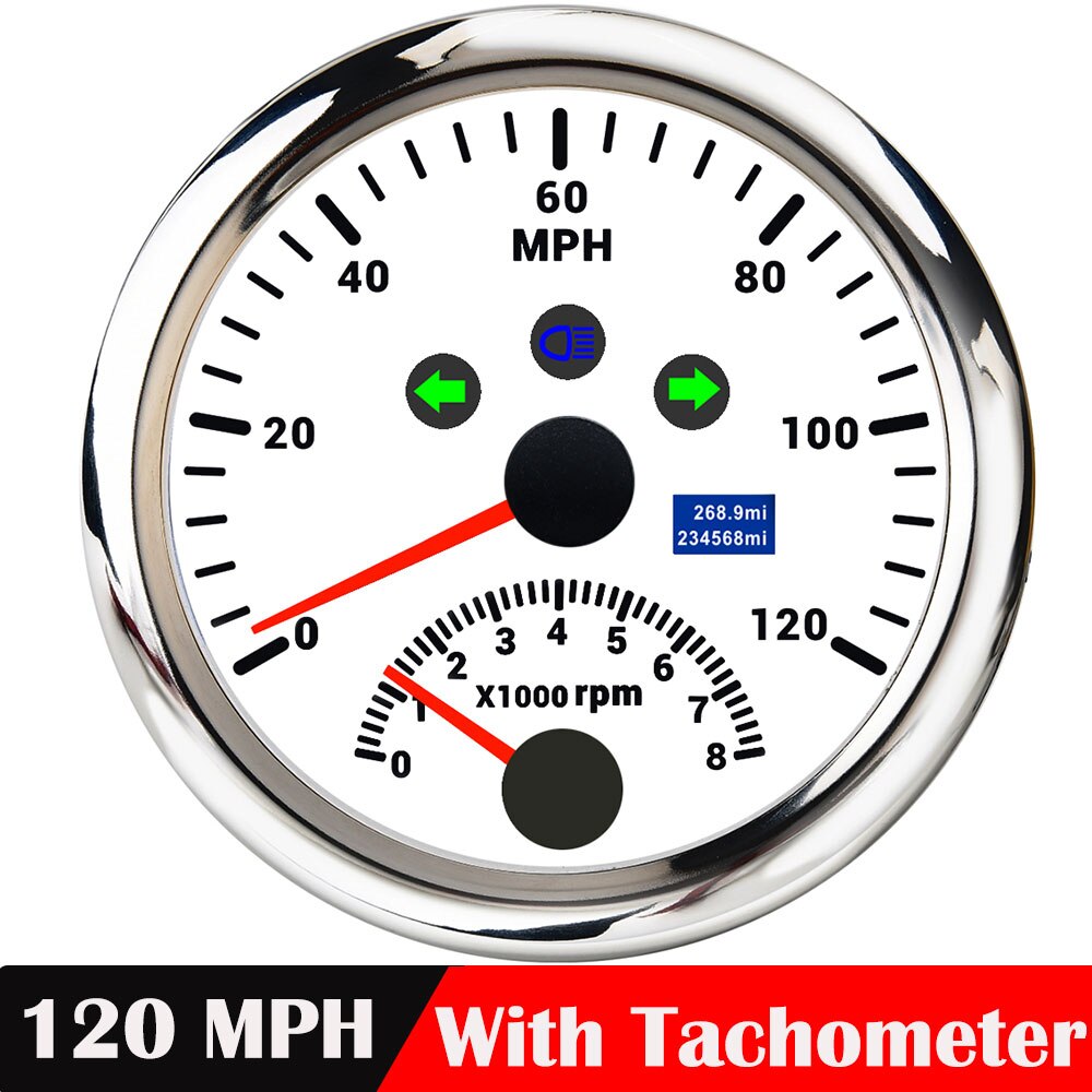 Universele 85Mm Gps Snelheidsmeter Gauge 120 Km/h 200 Km/h 200MPH Gps Speed Meter Kilometerteller Met Toerenteller 8000Rpm Met gps Antenne: 120MPH WS