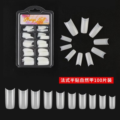 100 stuks/doos kunstmatige nageltips volledig dekkende nagels gekleurde nageltips acryl transparante nagelcapsules franse manicure nepnagels: 6