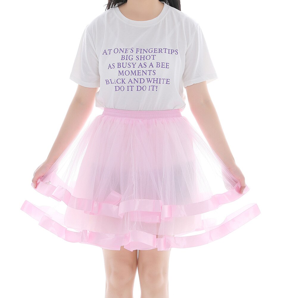Elastic Waist Vintage Rockabilly Petticoat Crinoline Puffy Tutu Tulle Underskirt Net Tulle Princess Ballet Dance Pettiskirts 045: Light Pink / waist 66-110 cm