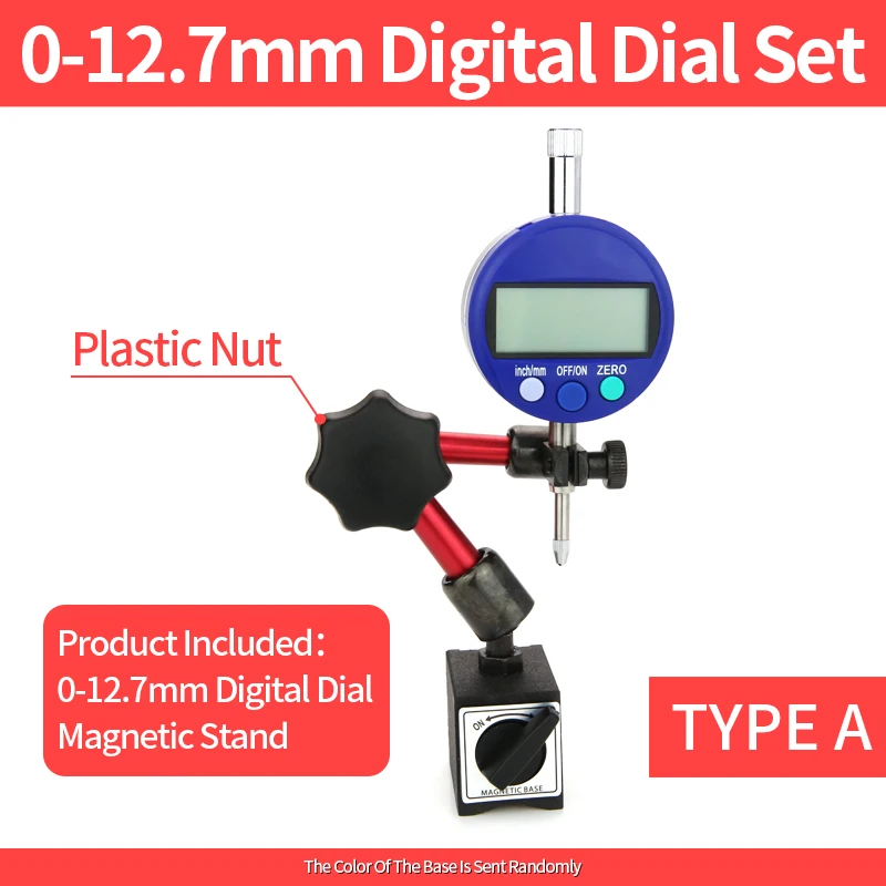 Digital Dial Indicator Magnetic Stand Base Dial Test Indicator Holder Bore Gauge Measurement Micrometer Measuring Probes Tools: Blue