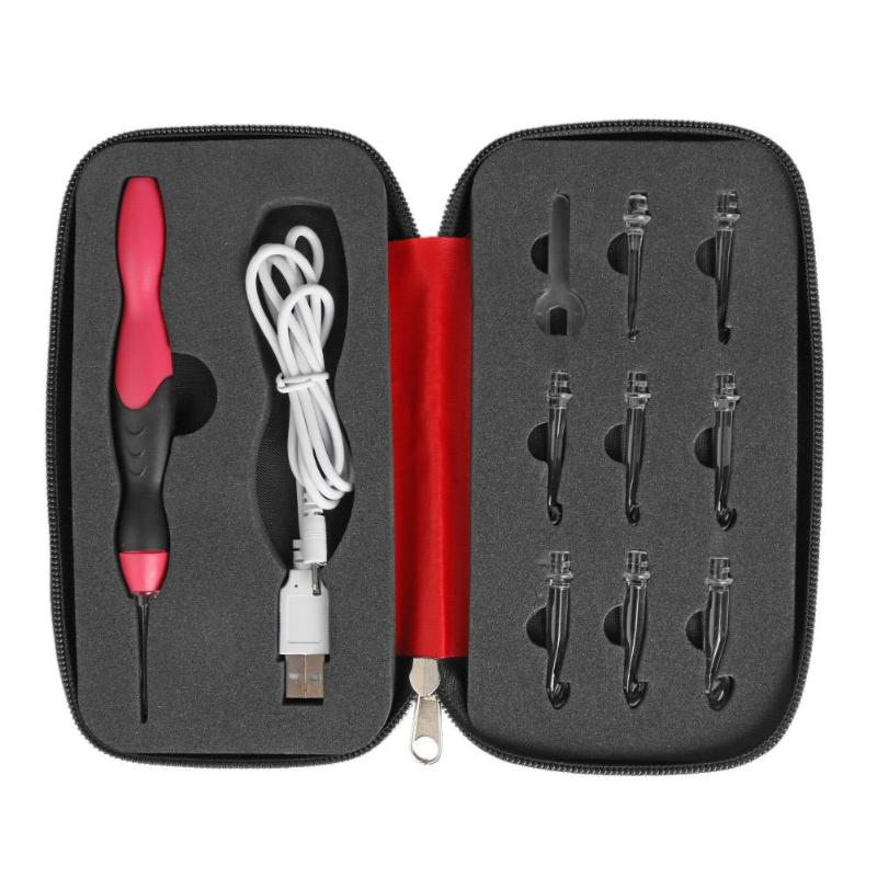 Ganchos de ganchillo 9 en 1 con luz, agujas de tejer, recargables por USB, herramientas para tejer, accesorios de costura para suéter: 02