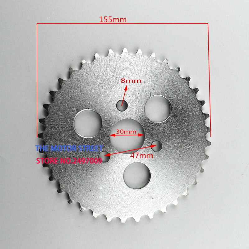 520 kæde 43 tænder 6 huller indvendig diameter 125mm bageste kæde kædehjul til motorcykel abe cykel motorcykel: 420 37t 30mm