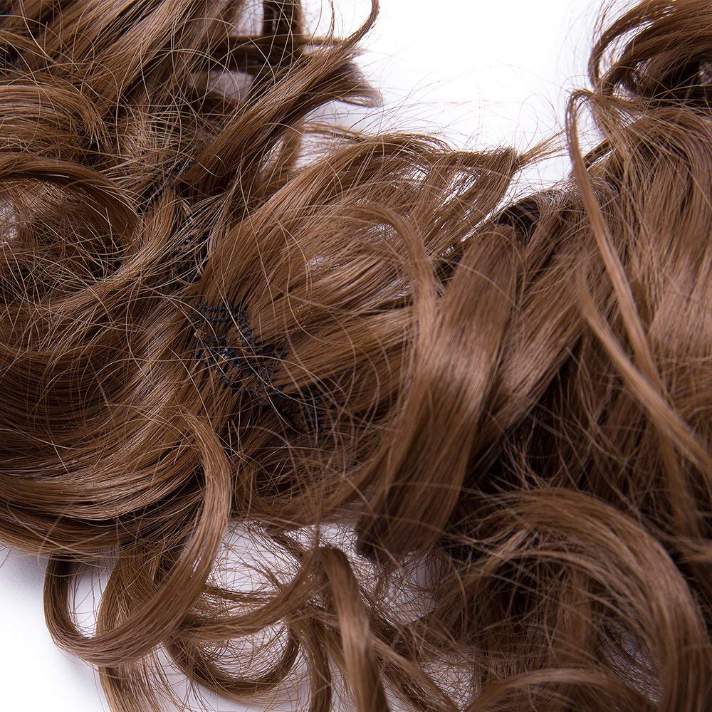 AIYEE bobinado sintético desordenado Chignon Garry Color marrón moño almohadilla elástica cuerda de goma para cabello banda para el cabello diadema para la boda