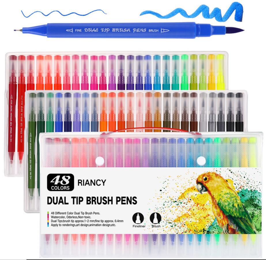 100 Kleuren Aquarel Borstel Pen Dual Tip Aquarel Markers Set Professionele Voor Tekening Schilderen Schoolbenodigdheden Briefpapier: 48 Colors