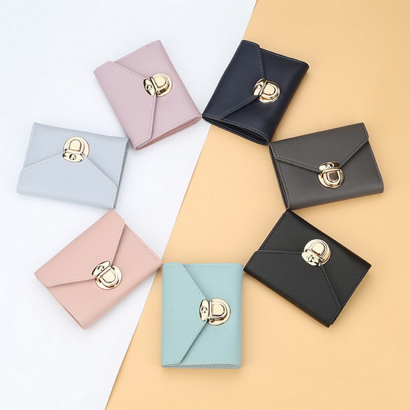 Trifold PU Leather Wallet voor Vrouwen Credit Kaarthouder Korte Portemonnee CUN 668