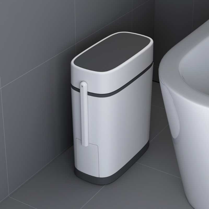 Nordic Wooden Prullenbak kan ultra-smalle badkamer toilet gap vuilnisbak creatieve papieren mand, afvalbasket met swing top deksel voor keukenkantoren 12 l (Kleur : A