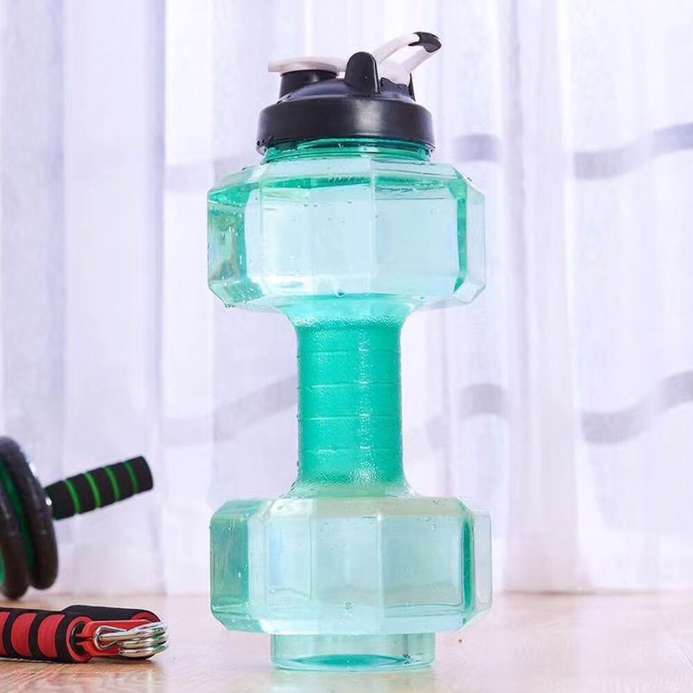 2.2L Grote Capaciteit Multifunctiona Halter Vorm Water Fles Draagbare Sport Gym Fitness Petg Push Cap Waterkoker Met Handvat: Green