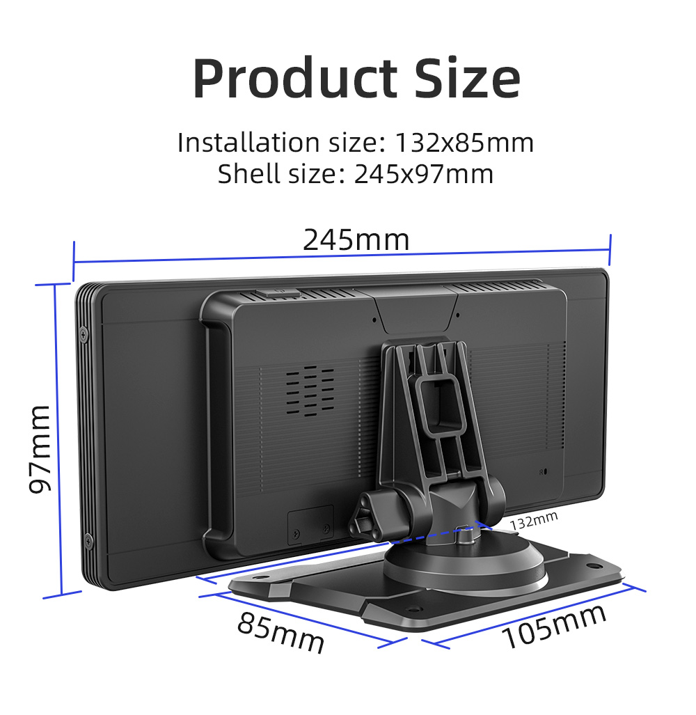 10.26- inch multimediaspeler met scherm, wifi, video, carplay, android auto, mirrorlink, parkeerhulp en achteruitrijcamera voor ios- en android-telefoons