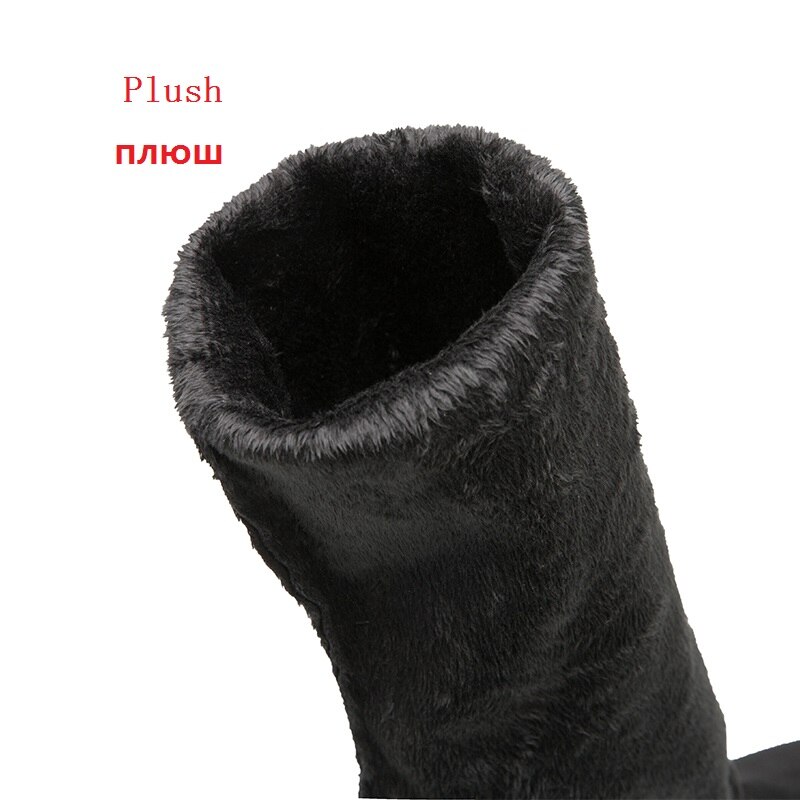 Cuissardes daim plate-forme bottes d'hiver femmes sur le genou bottes compensées talons hauts fourrure chaussures femme bottes longues