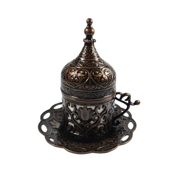 Tyrkisk kaffekop, espressokop underkop med håndtag, bryllup, osmannisk kaffekop, arabisk kaffekop, porcelænskop: Gammelt kobber