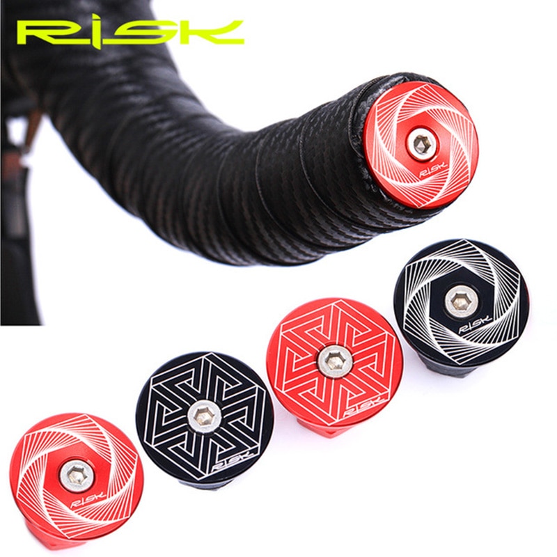 RISK Road Bike Handlebar Ends Bicycle Grip Ends Caps Racing Road Bicycle Cycling Handle Bar Plug Ends Aluminum Bar Ends Plugs