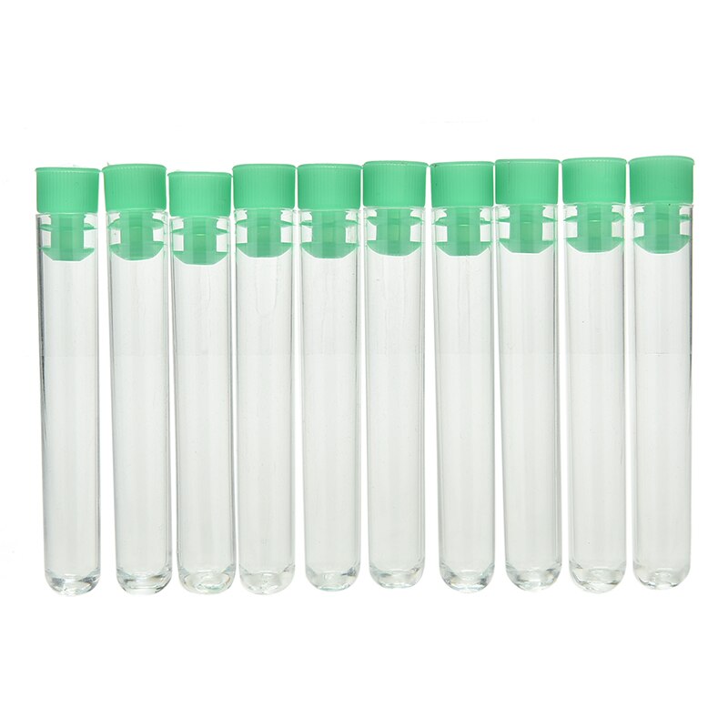 Hard plastic tube polystyrene test tube high transparency clear tubes with green caps Stopper school lab supplies 12x75mm 10 Pcs