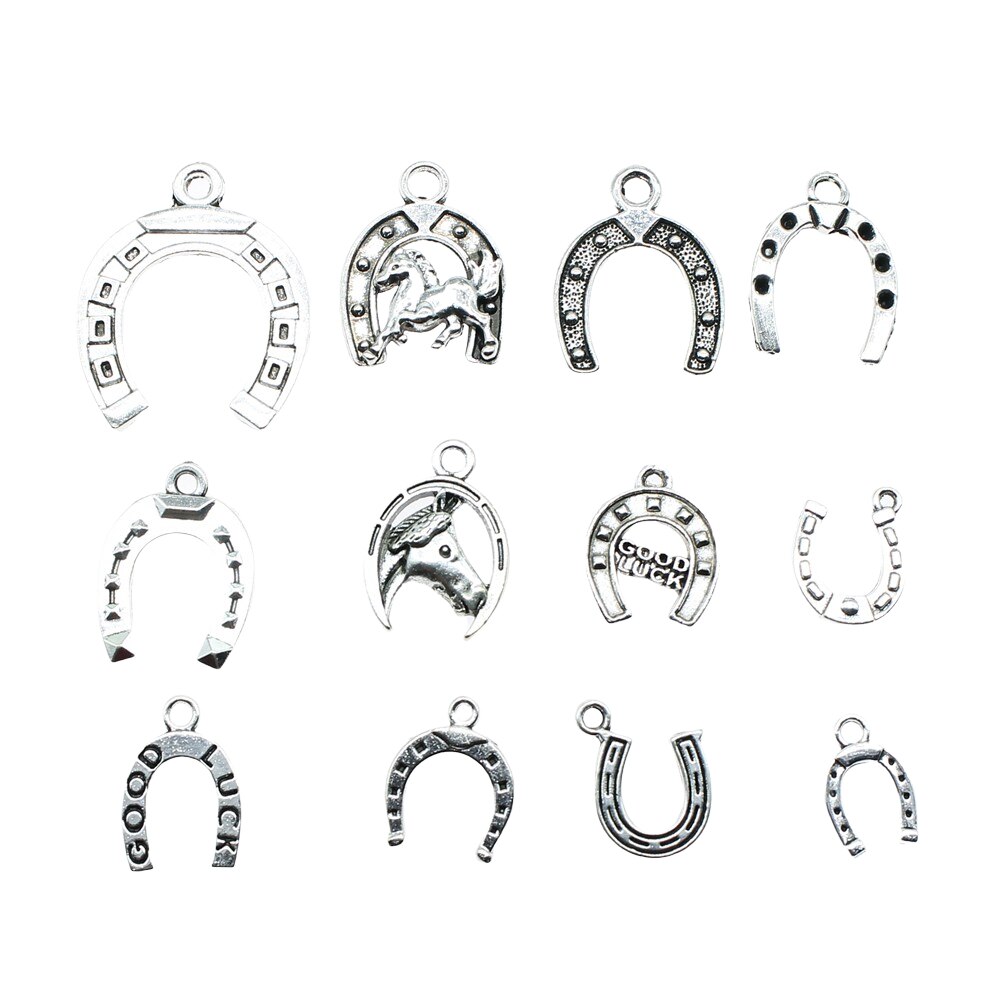 20Pcs Hoefijzer Hanger Charms Antiek Zilver Kleur Horse Shoe Charms Sieraden Diy Lucky Horseshoe Bedels Voor Armband