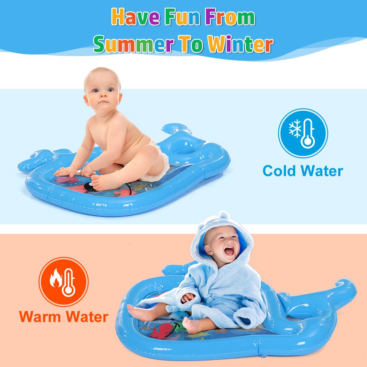 Baby Water Play Mat Inflatable Toys Kids PVC Children&#39;s Mat Fun Activity Play Center Activity Game for 3-9 Months Baby