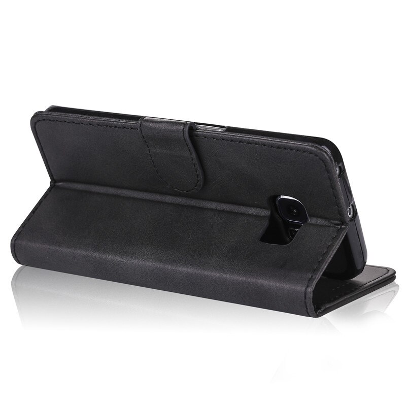 Étui en cuir à rabat pour Samsung Galaxy S6, portefeuille magnétique, Vintage, avec fente pour carte
