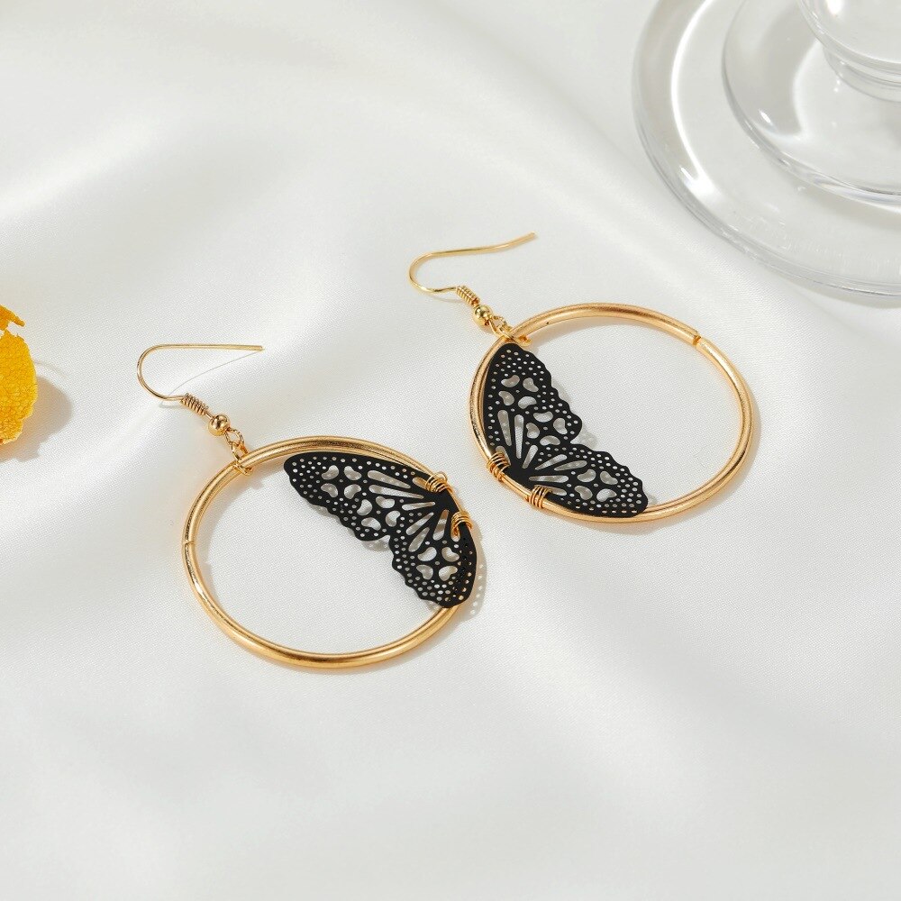 Mooie Dubbele Vlinder Oorbellen Europese Zomer Meisjes Multicolor Grote Ronde Cirkel Gold Hoop Oorbellen Sieraden Voor Vrouwen: 07