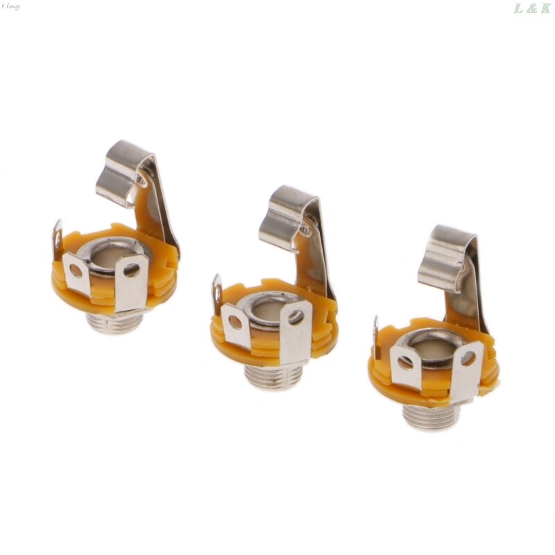10 Pcs 1/4 Inch 6.35mm Stereo Socket Jack Female Connector Panel Mount Solder