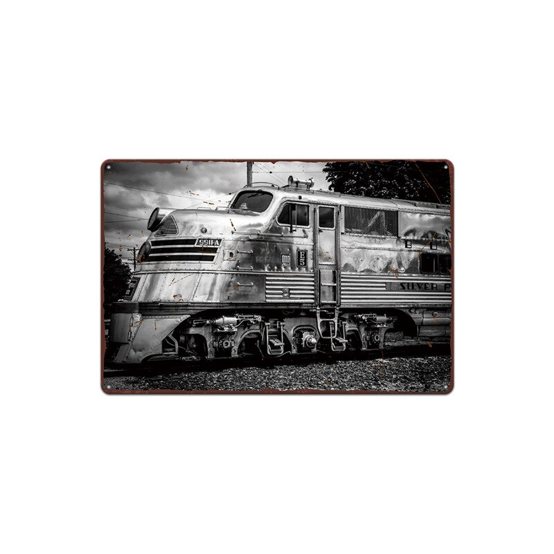 Vintage metalen bord met trein, treinplaatje, metalen vintage pub, grappig blikken bord, wanddecoratie voor bar, pub, club, borden: 13