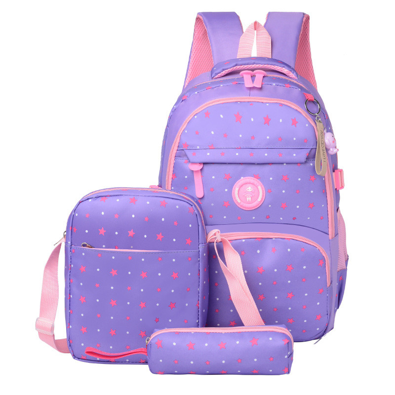 3 pièces/ensembles sac d'école de sac à dos d'école de pour adolescents filles cartables sacs à dos enfant mochila escolar: Pourpre