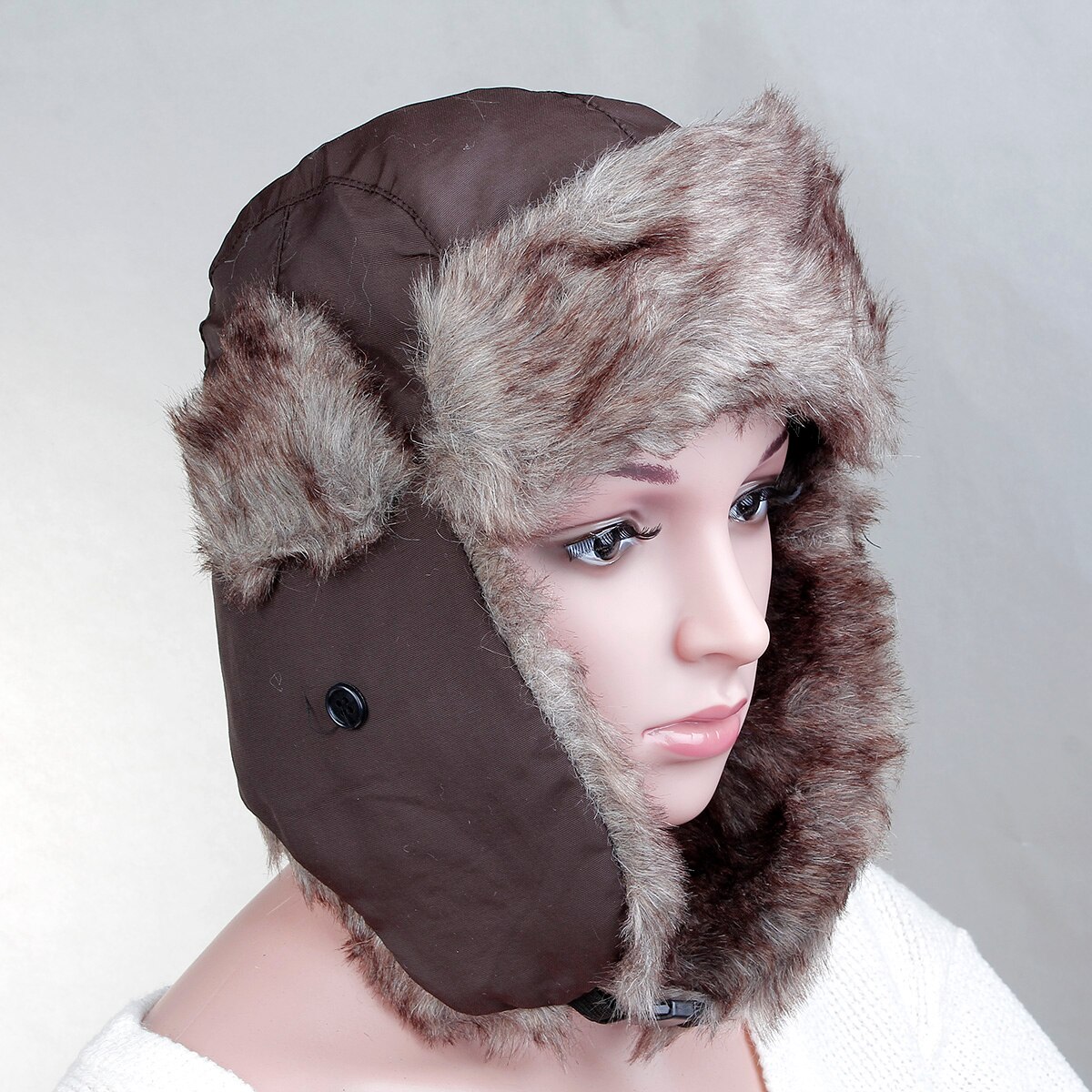 1PC White Waterproof Polyester Lei Feng Cap Earguard Hat For Men Women Winter Outdoor Accessories 36x36cm: coffee