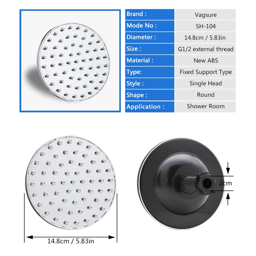 Round 15cm Diameter Chromed ABS Shower Room Overhead Top Roof Shower Head Cabin Sanitary Ware Accessories Shower Spare Parts