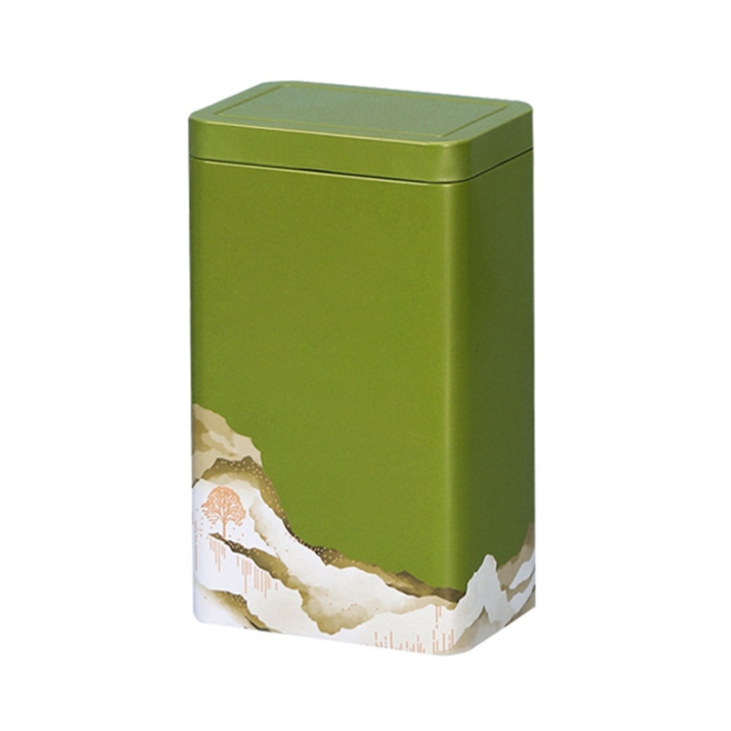 Metal Tinplate Box Japanese Tea Container Jar Green Tea Storage Box Food Cans: Green