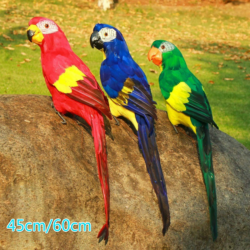 Figurine de perroquet en mousse faite à la main, simulation d'ara, ornement de pelouse, faux animal, oiseau, accessoire de jardin, décoration, 45cm
