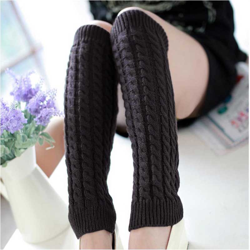 Free Ostrich Casual Women Warm Winter Classic Knitting Leg Warmers: Dark grey