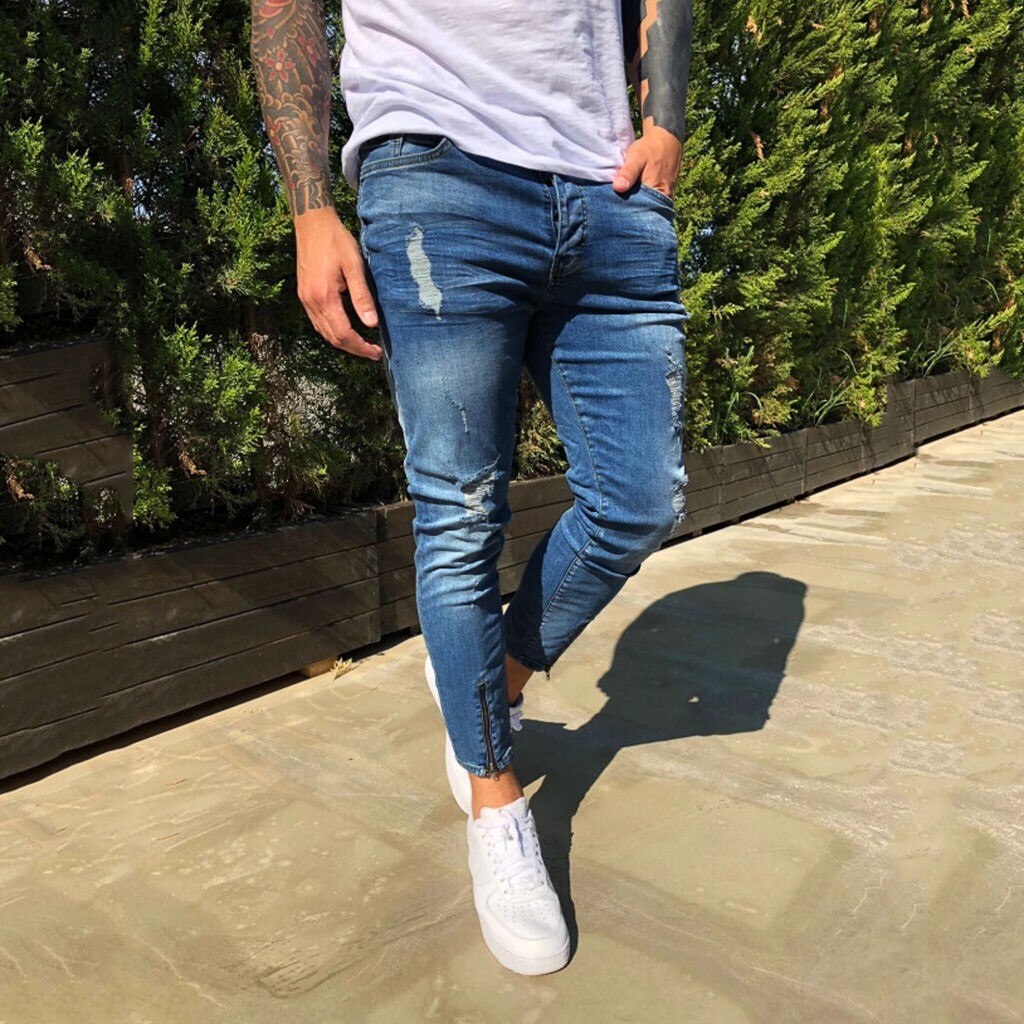 Pantalones vaqueros rasgados para hombre Vaqueros ... – Grandado