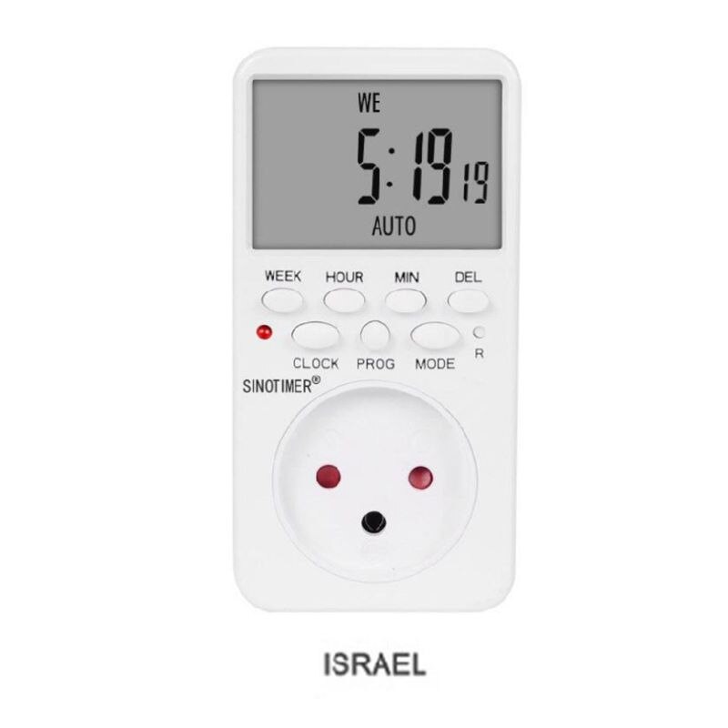 Digital timer-stik  ac230v -tidsrelæ programmerbart eu/us/uk/isr/br/it stik