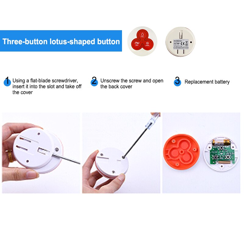 10pcs Retekess T114 Call Button Restaurant Waiter Calling System Wireless Transmitter Bell Pager 433MHz For Cafe Bar Hospital
