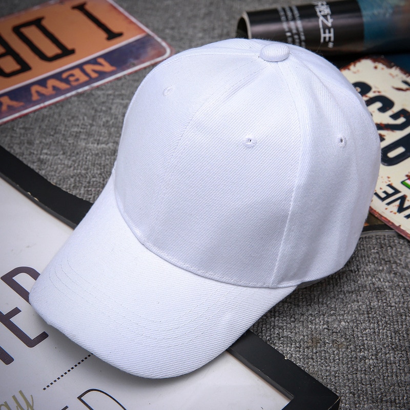 Zwart Volwassen Unisex Casual Solid Verstelbare Baseball Caps Snapback Hoeden Voor Mannen Baseball Cap Vrouwen Mannen Witte Baseball Cap Hoed cap: White